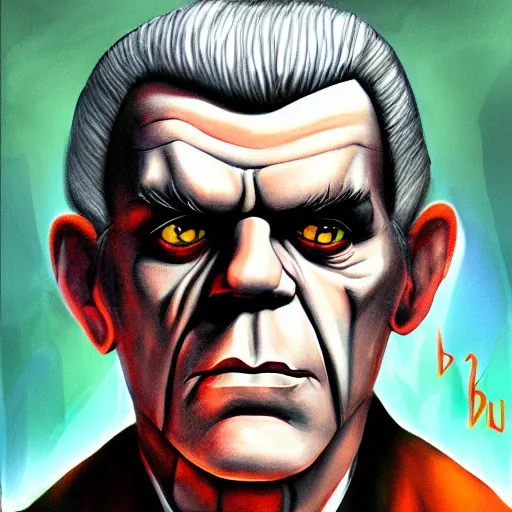 Image similar to Portrait illustration of Boris Karloff in the style of Dagonball Z