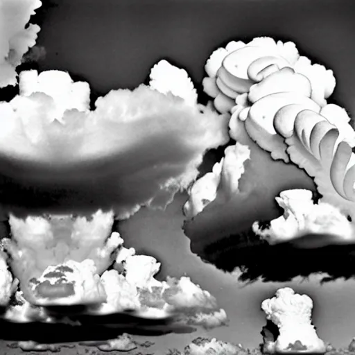 Image similar to clouds shaped like the second temple in jerusalem, the beis hamikdash surrealism