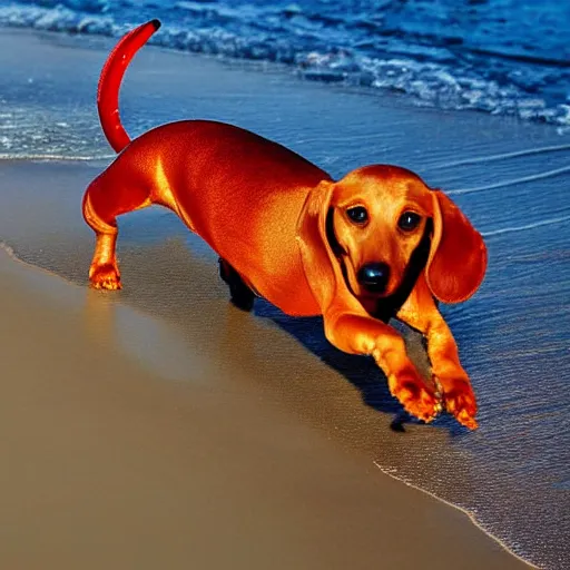 Image similar to Crustacean dachshund on the beach, National Geographic photograph