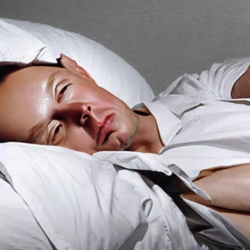 Image similar to Elon musk laying in bed sleeping