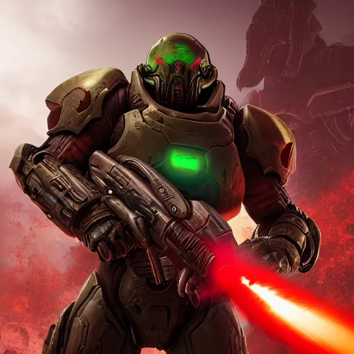 Image similar to doom slayer from doom eternal, photography