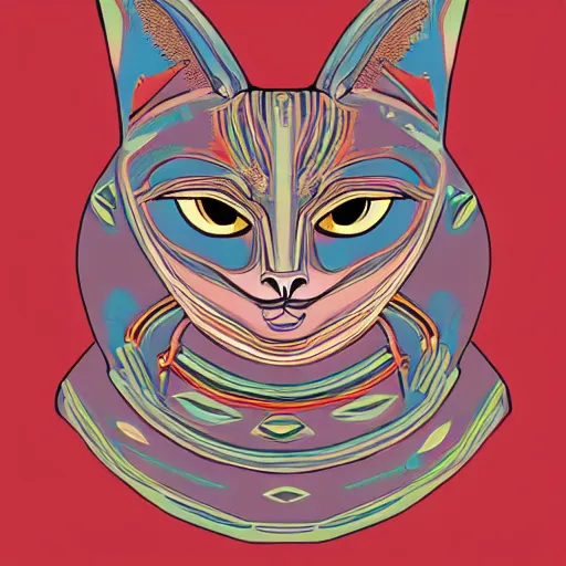 Image similar to sphinx cat, symmetrical, digital art, high quality, illustration, museum, oil painting, sticker,