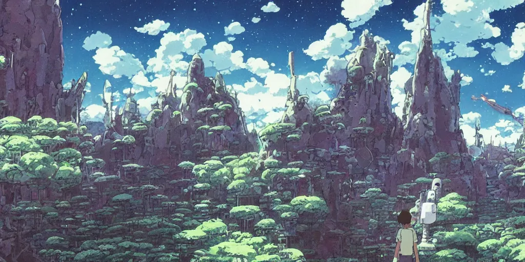 Image similar to scifi landscape, studio ghibli