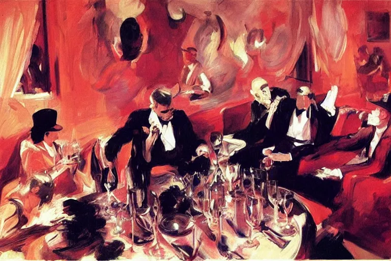 Image similar to glam rockers drinking brutal wine, inside a green room with red lights by joaquin sorolla, syd mead, extremely detailed