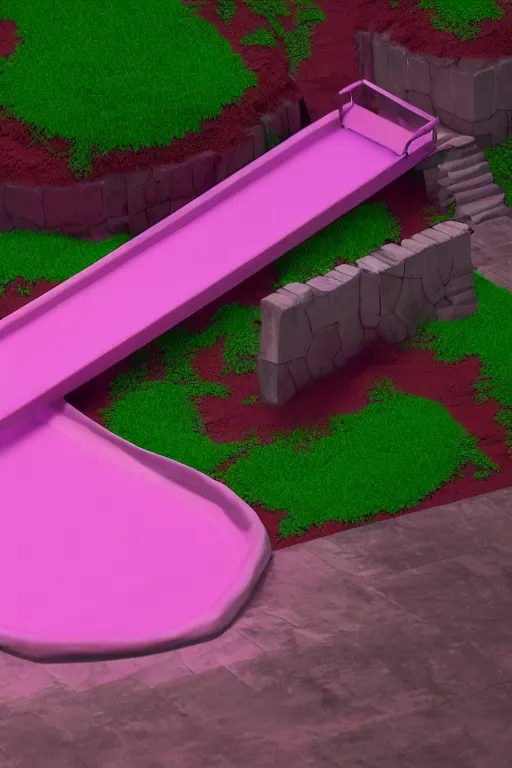 Image similar to conveyor belt transporting pink diapers into a giant pit, fantasy, magic, 4 k, ultra realistic, photorealism, detailed