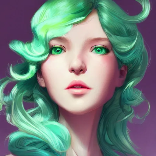 Image similar to a portrait of clea gaultier, pastel green, art by lois van baarle and loish and ross tran and rossdraws and sam yang and samdoesarts and artgerm and saruei and disney and wlop, digital art, highly detailed, intricate, sharp focus, trending on artstation hq, deviantart, unreal engine 5, 4 k uhd image