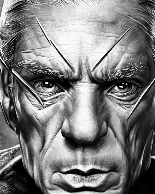 Image similar to an epic dramatic portrait of magneto, detailed face, epic art, trending on artstation, deviantart, high detail, high definiton, ultra realistic, hyper realistic, photo realistic, 4 k uhd