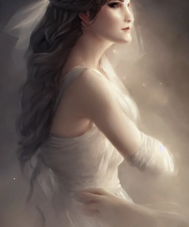 Prompt: bride by charlie bowater and titian and artgerm, full - body portrait, intricate, face, elegant, beautiful, highly detailed, dramatic lighting, sharp focus, trending on artstation, artstationhd, artstationhq, unreal engine, 4 k, 8 k