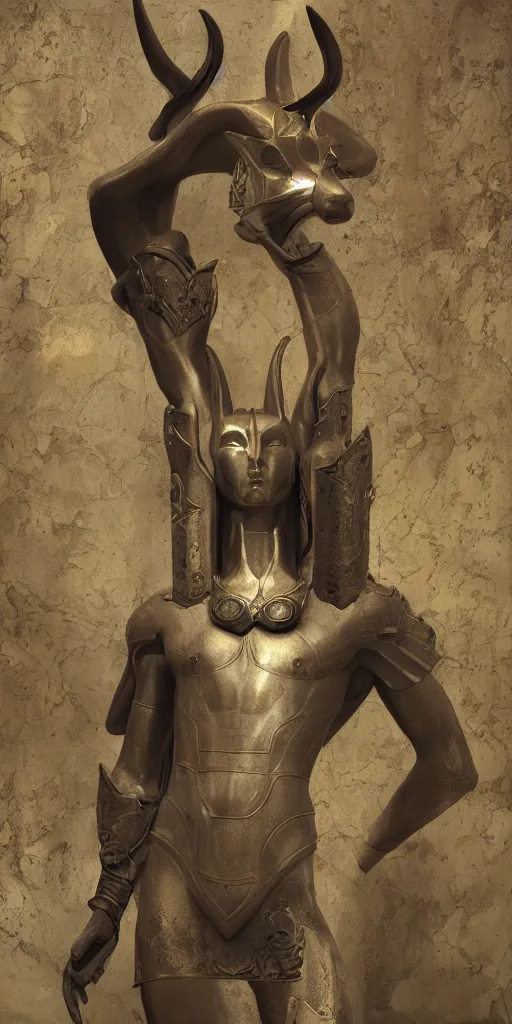 Image similar to Anubis, masterpiece by Edgar Maxence and Ross Tran and Michael Whelan, gustav dore, 8k, octane render