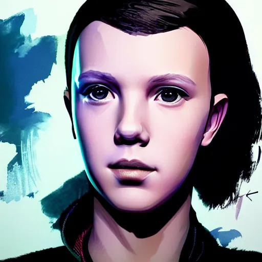 Image similar to Portrait of Millie Bobby Brown by Yoji Shinkawa, octane render