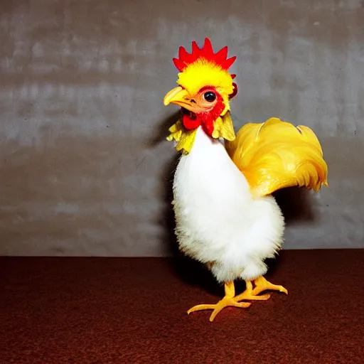 Prompt: a funky chicken dances the cha - cha