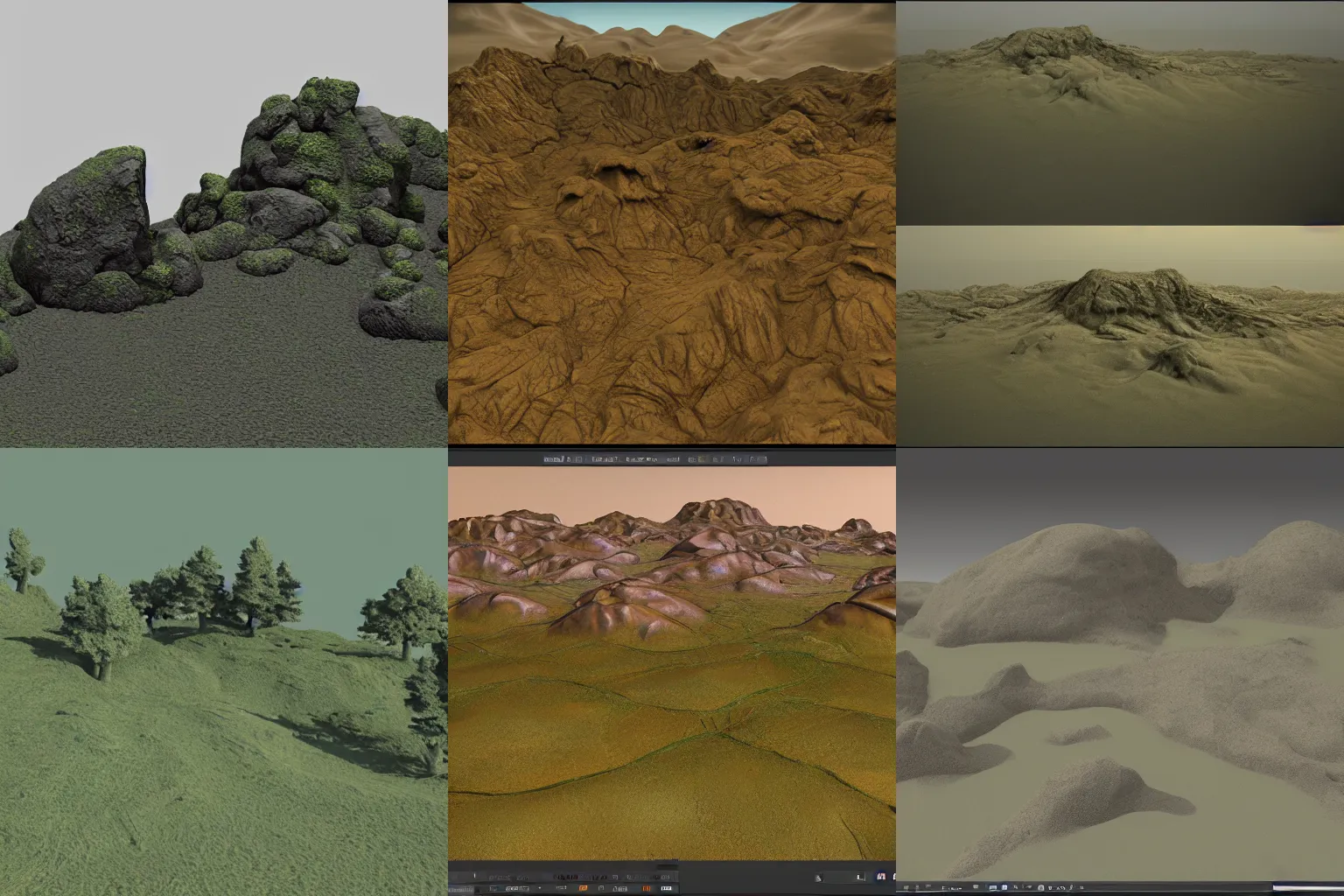 Prompt: Landscape, with zbrush