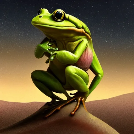 Prompt: a frog on a mysterious planet named kapla - n 9 - i bydavid rutkowski, by artgem