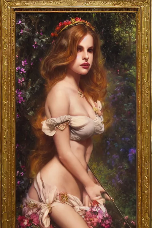 Prompt: Lana Del Rey, Lilia Alvarado, Sophie Anderson, Mark Arian, Bob Byerley, Charlie Bowater, Mark Brooks, Steve Henderson, Justin Gerard, Arthur Hughes, Edward Robert Hughes, Mark Keathley, Victor Nizovtsev, Carlos Shwabe, Ross Tran, WLOP