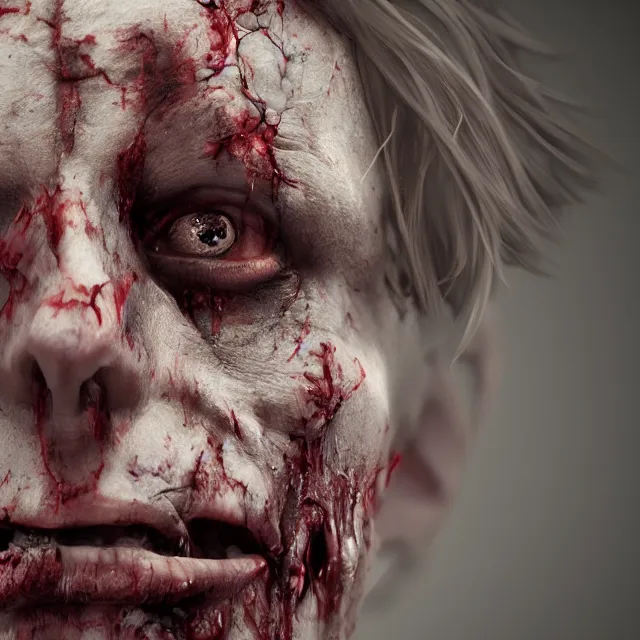 Prompt: hyper realistic portrait zombie cinematic, full head and shoulders, redshift, vray, octane