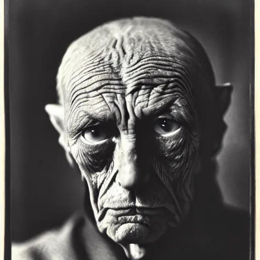 Prompt: photographic portrait of a wrinkly sad cat face, by max ernst and alfred pellan