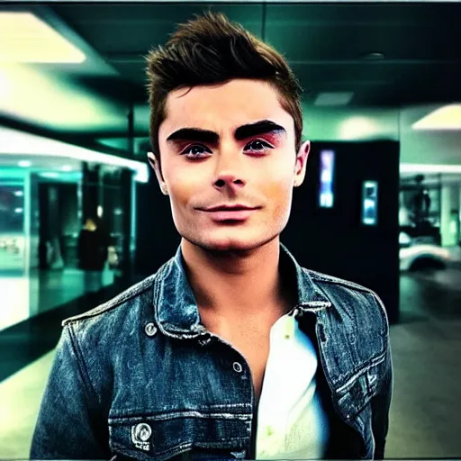 Prompt: “a realistic detailed photo of a guy who is an attractive humanoid who is half robot and half humanoid, who is a male android, Zac Efron, shiny skin, clear eyes”