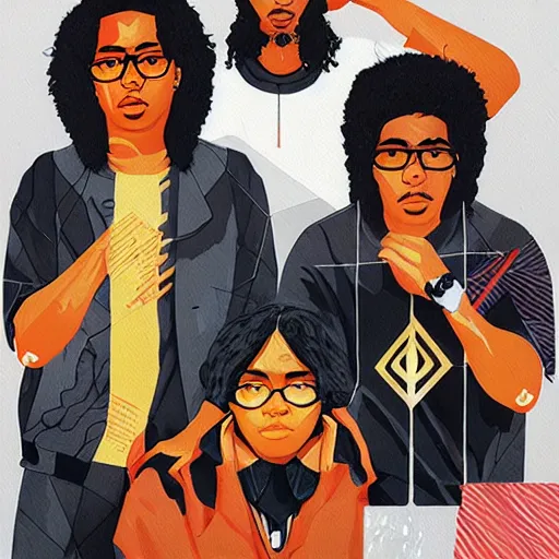 Prompt: The Migos Painting by Sachin Teng, asymmetrical, Organic Painting , Matte Painting, geometric shapes, Black and White, hard edges, graffiti, street art,:2 by Sachin Teng:4