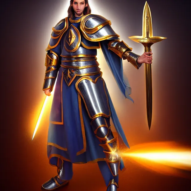 Prompt: photo of a holy paladin with light powers, highly detailed, 4 k, hdr, smooth, sharp focus, high resolution, award - winning photo