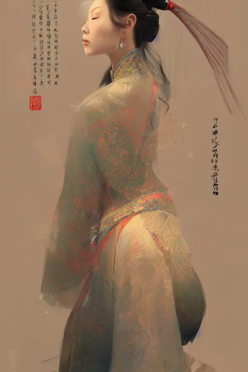 Image similar to chinese princess, gorgeous, portrait, intricate, elegant, volumetric lighting, scenery, digital painting, highly detailed, artstation, sharp focus, illustration, concept art, ruan jia, steve mccurry