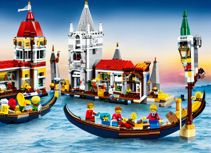 Image similar to product photo still of venice lego playset, 8 k, 1 2 0 mm macro, f 1. 8, studio lighting, key light