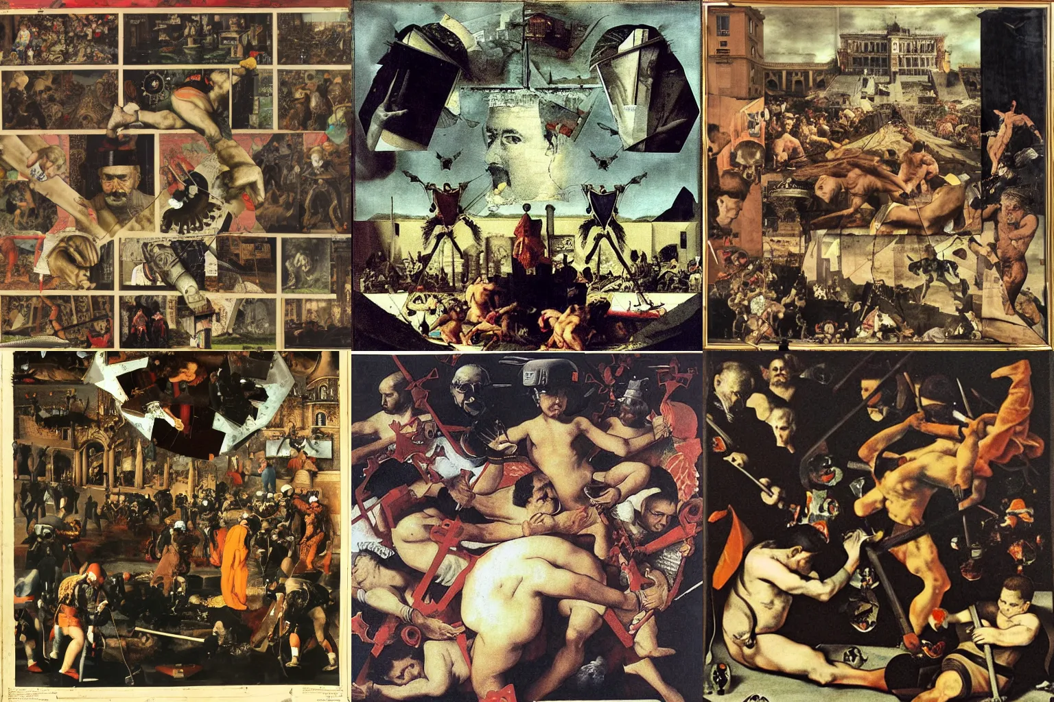 Prompt: metaphor for the division and destruction of social order, collage by diego velazquez