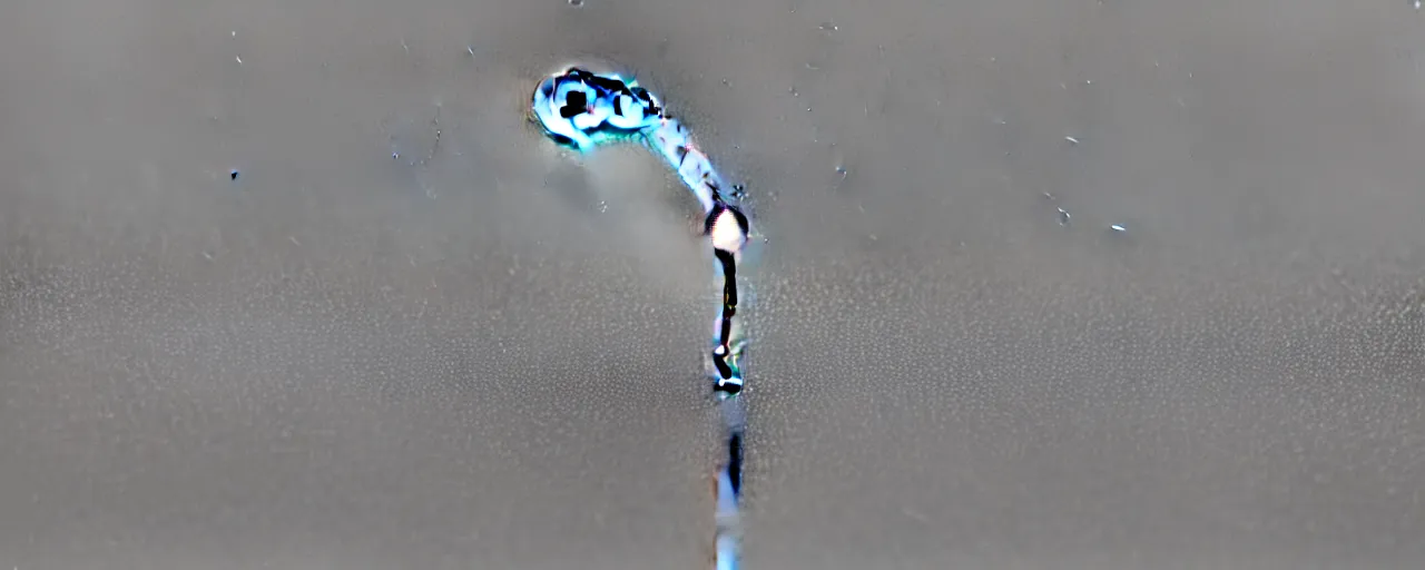 Prompt: a single drop of water balances on the tip of a pin