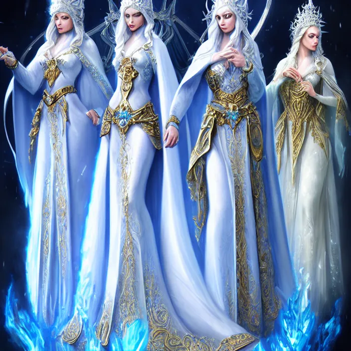 Image similar to beautiful ice queen in ornate robes, highly detailed, 8 k, hdr, award - winning, trending on artstation, anne stokes, photorealistic