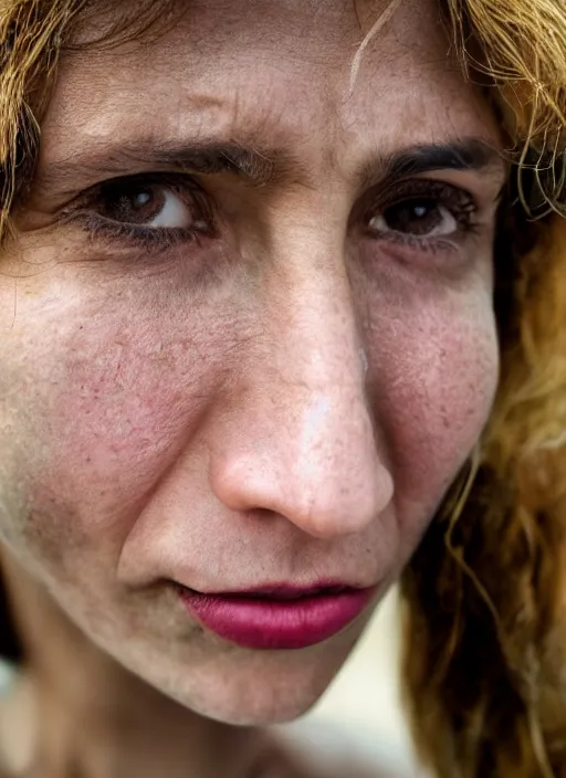 Image similar to close up portrait of beautiful 30-years-old Italian woman, candid street portrait award winning