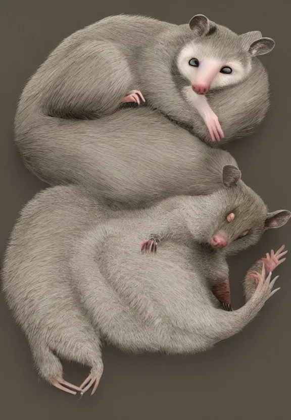 Image similar to sleeping possum having a nightmare, dreaming illusion, highly detailed, trending on artstation