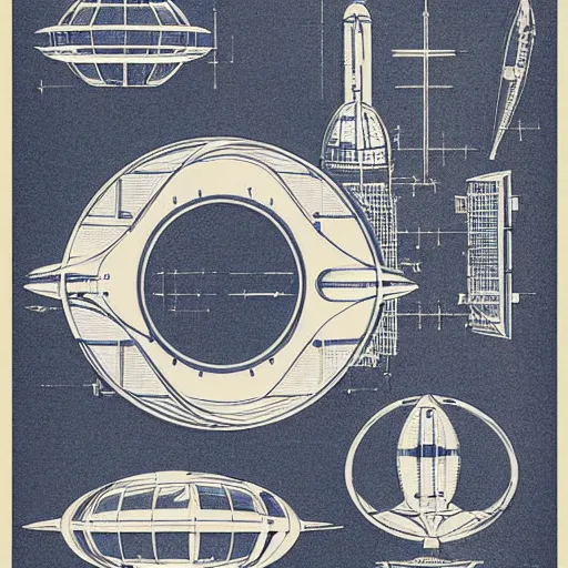 Prompt: blueprints space ships, scandinavian design, foundation, highly detailed, nice presentation, circle shaped