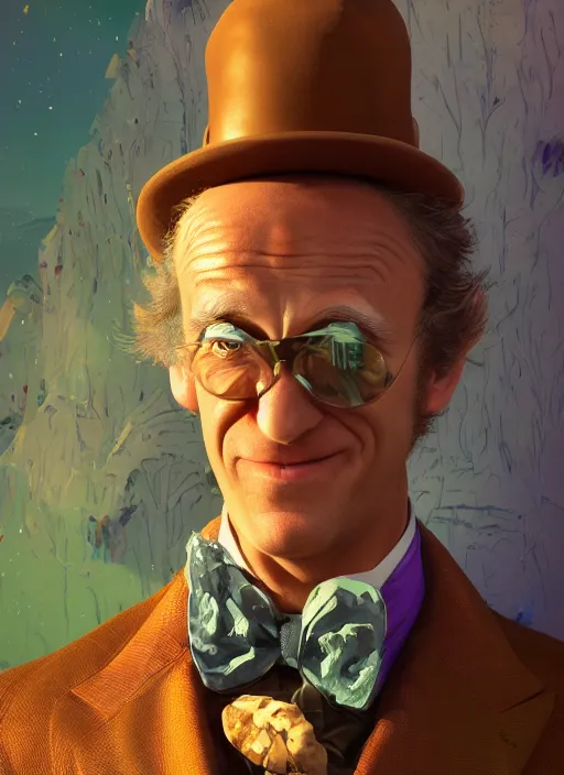 Image similar to ant sanders as willy wonka, au naturel, hyper detailed, digital art, trending in artstation, cinematic lighting, studio quality, smooth render, unreal engine 5 rendered, octane rendered, art style by klimt and nixeu and ian sprigger and wlop and krenz cushart