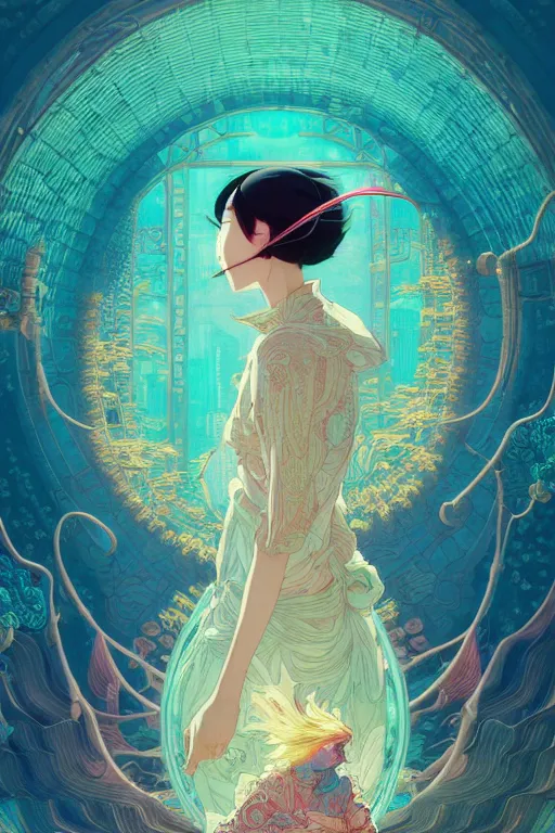 Image similar to a beautiful hyperdetailed character design 4 k wallpaper illustration of cyan dragon victo ngai, from china, style of studio ghibli, makoto shinkai, raphael lacoste, louis comfort tiffany, denoise, deblurring, artgerm, xision, james jean, ross tran, chinese style