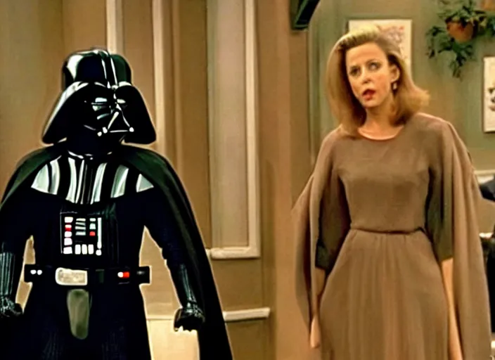 Prompt: a film still of darth vader in tv show friends, season 3 ( 1 9 9 7 )