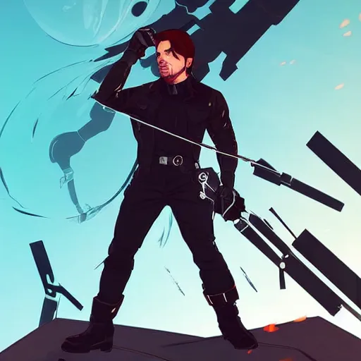 Image similar to sebastian stan as bucky barnes. beautiful face. clean cel shaded vector art. shutterstock. behance hd by lois van baarle, artgerm, helen huang, by makoto shinkai and ilya kuvshinov, rossdraws, illustration, art by ilya kuvshinov