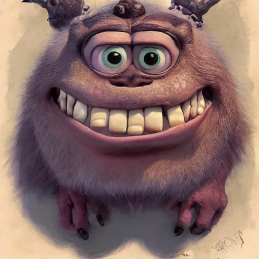 Prompt: portrait of stupidest monster, ( monsters university 2 0 1 3 ), by jean - baptiste monge!!!!!!!!!!!!!!!!!!!!!!!!!!!