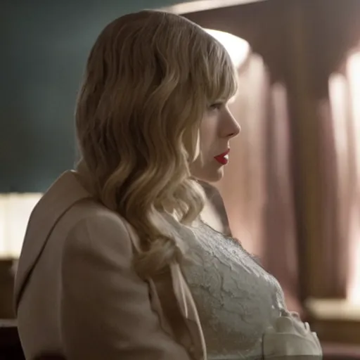 Prompt: movie still of taylor swift as don corleone in the godfather