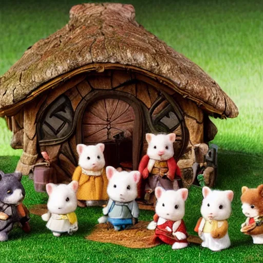 Image similar to lord of the rings calico critters in the shire