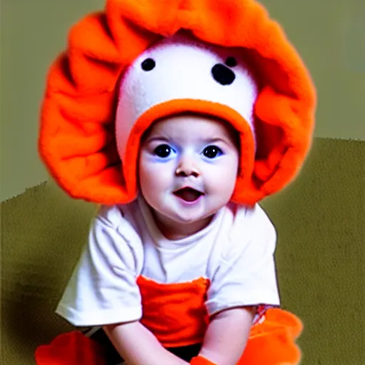 Image similar to cute baby chicken dressed as an inmate