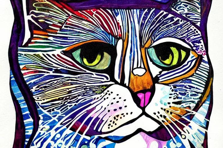 Image similar to beautiful art illustration of cat by laurel burch