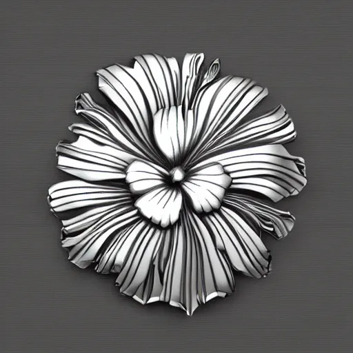 Prompt: a hibiscus flower made of metal, reflective, shiny, realistic, trending on art station