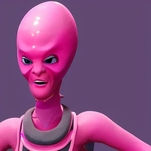 Image similar to pink alien, fortnite character c 9. 0