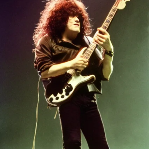 Prompt: tyrannosaurus rex rocking out on the bass guitar