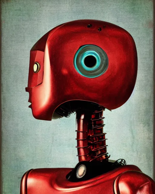 Prompt: portrait of a vintage robot