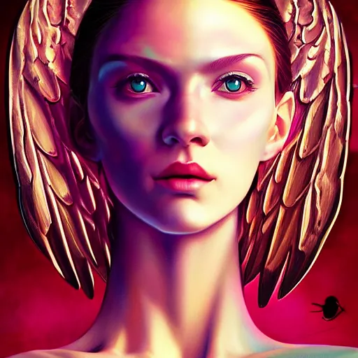 Prompt: Lofi Cyberpunk Angel portrait Pixar style by Tristan Eaton Stanley Artgerm and Tom Bagshaw