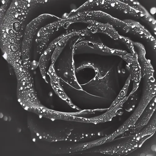 Image similar to award - winning macro of a beautiful black rose made of glowing molten magma