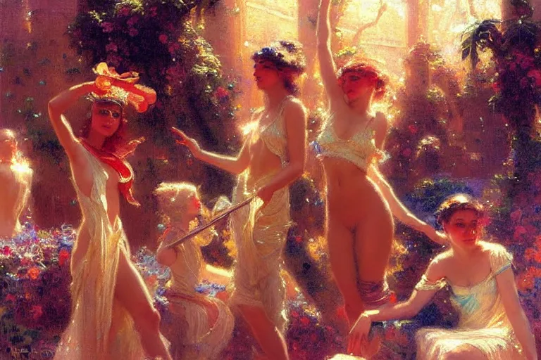 Image similar to futuristic spring break party, spring, soft light, painting by gaston bussiere, craig mullins, j. c. leyendecker