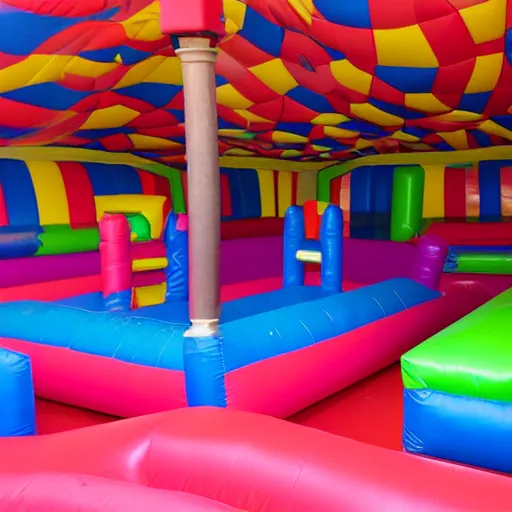 Prompt: endless corridors made of bouncy castle