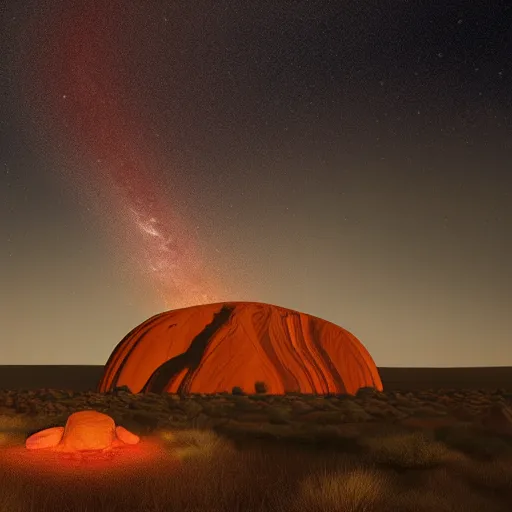 Image similar to star birth at uluru, didgeridoo, epic fantasy art in 8 k photorealistic illustration