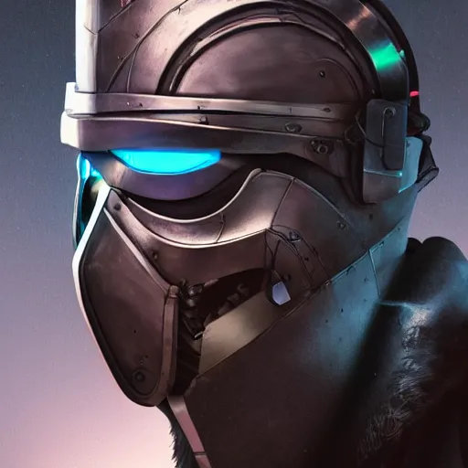 Image similar to cyberpunk viking helmet mask robot ninja illumination ray tracing hdr fanart arstation by sung choi and eric pfeiffer and gabriel garza and casper konefal